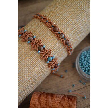 Perlenschmuck aus Quarz & Mikro Makramee Armbänder ~ Mit Herbst Jaspis
