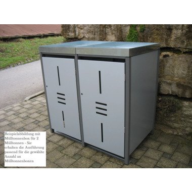 Premium Metall Mülltonnenbox Hellgraumetallic (ähnl. RAL 9006) für 3