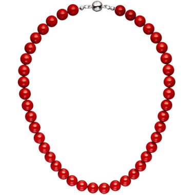 SIGO Halskette Kette Muschelkern Perlen rot 45 cm Perlenkette