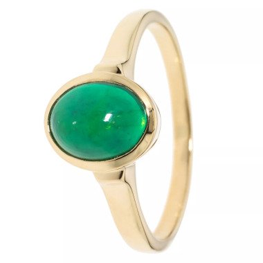 Solitär-Ring, Afrik. Opal, Silber 925 vergoldet 17 smaragd-grün