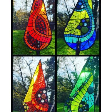 Arinna Mosaik Glas Regentropfen Gartenstecker Sonnenfänger Suncatcher