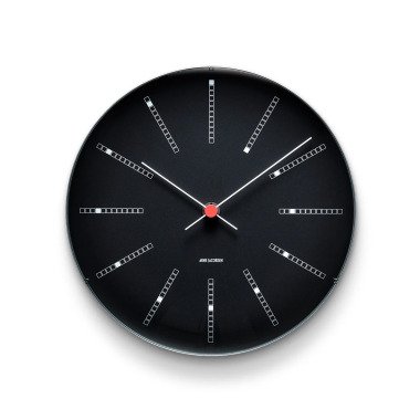 Arne Jacobsen Bankers Wanduhr mit japanischem Uhrwerk schwarz Ø 29 cm