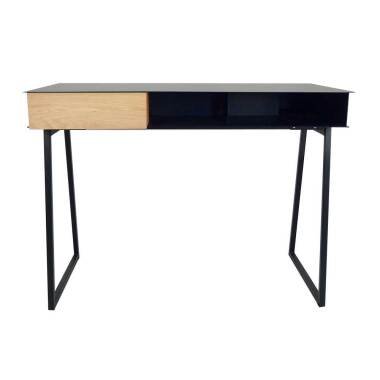 Design Schreibtisch in Schwarz aus Stahl Schublade