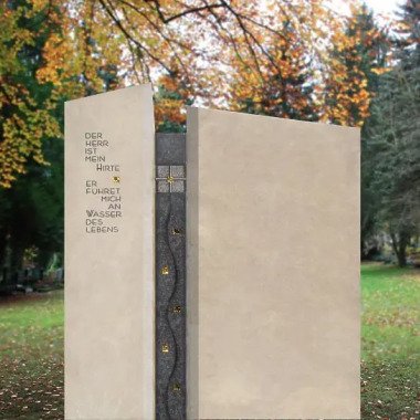 Doppelgrabstein aus Granit & Großes Doppelgrabmal modern gestaltet vom
