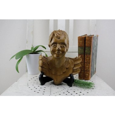 Erzengel Figur mit Statue & Vintage 30Er Jahre Antiker Deutscher Geschnitzter
