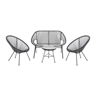 Garten-Sitzgruppe aus Polyrattan: 2 Sessel
