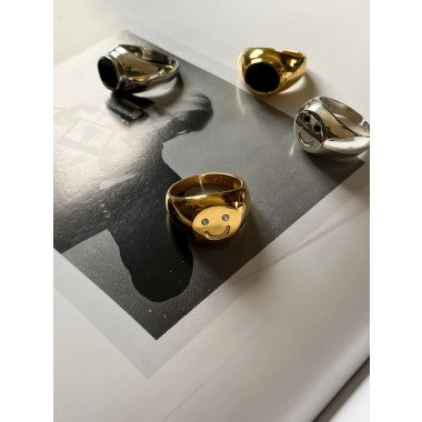 Gold Ring, Smile 90Er Jahre Ring Vergoldet 24K, Silber Vintage Retro
