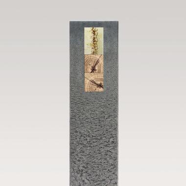 Granit Einzelgrabstein mit Holz & Glas Dekor Celenta Moderno