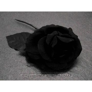 Haarschmuck und Brosche Rose schwarz Textil opulent