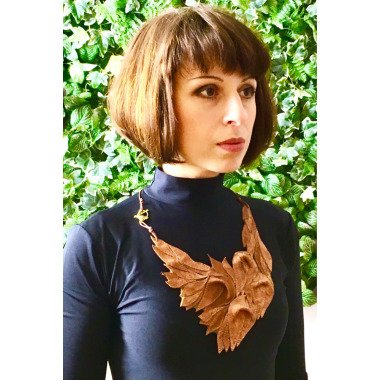 Leder Halskette Mit Blumen Für Frauen, Handgemachter Schmuck, Dark Academia