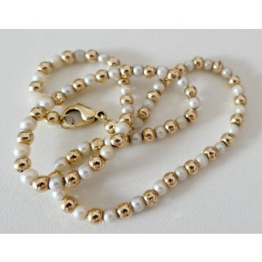Perlenkette Collier Akoya Zuchtperle Gold 585 14K Pearl Necklace With Gold