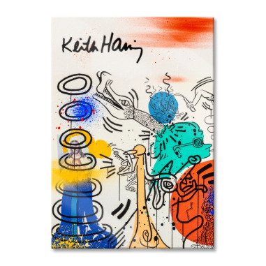 Pop Art  Keith Scribble Jesus, Glasbild Gre 60x40 cm