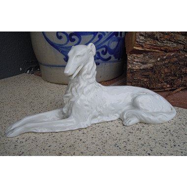 Porzellan Figur Von Herend Weißporzellan Windhund Barsoi