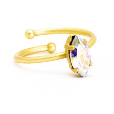 Ring Golden Mit Swarovski Kristall Farbe Ab. Vergoldet Und Verstellbar.