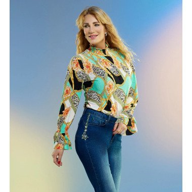 Sarah Kern Plissee Shirt Blossom  38 multicolour