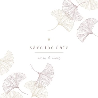 Save-the-Date-Karte Hochzeit Ginkgo pur&natürlich