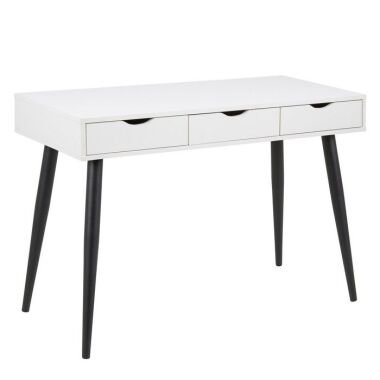 Schreibtisch VIBORG Weiß mit 3 Schubladen und schwarze Beine 110cm