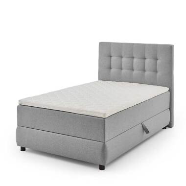 Single Bett mit Box Matratze in Grau Stoff