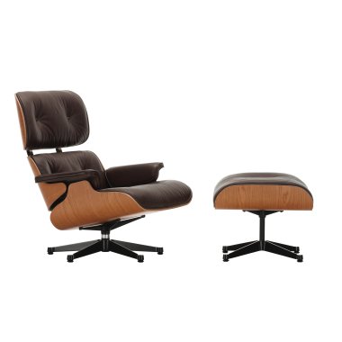 Vitra Lounge Chair & Ottoman neue Maße poliert/Seiten schwarz Gleiter