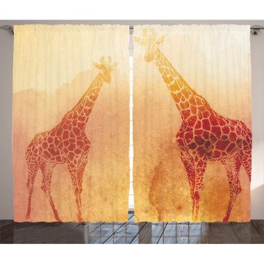 2-tlg. Vorhang-Set Illustration Tropic Giraffes