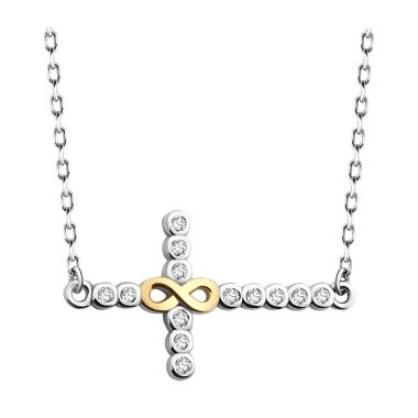 Bicolour Kreuz Halskette in 925 Silber