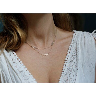 Birthstone Halskette, Einfache Gold Name Geschichtete Halskette Set, Personalisierte