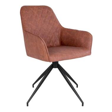 Esstisch Sessel in Cognac Braun Kunstleder drehbar
