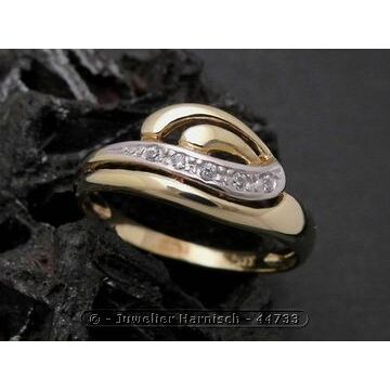 Gold Ring designorientiert Gold 333 bicolor Zirkonia Goldring