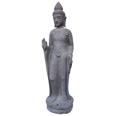 Große Naturstein Buddha Figur mit Lehrgeste