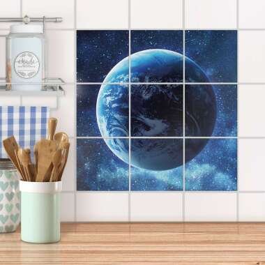 Klebefliesen für Küche & Bad Design: Planet Blue 15x15 cm
