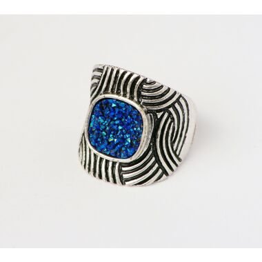 Modeschmuck Ring von Sweet7 aus Metall  in Silber  Blau
