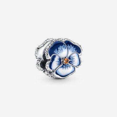 PANDORA Blaues Stiefmütterchen Charm, Emaille