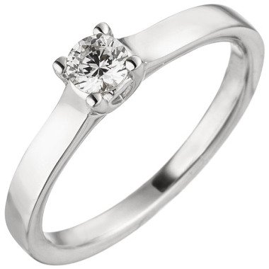 SIGO Damen Ring 585 Gold Weißgold 1 Diamant Brillant 0,25 ct. Diamantring