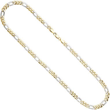 SIGO Figarokette 333 Gelbgold Weißgold bicolor 50 cm Gold Kette Halskette