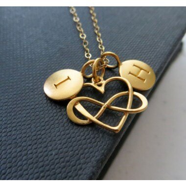 Valentinstag Geschenk Für Frau, Infinity Herz Initiale Halskette, Personalisier