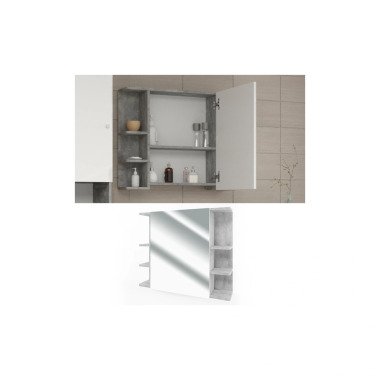 VICCO Badspiegel FYNN 80 x 64 cm Grau Beton