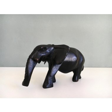 Vintage Elefant Mid Century Figur Skulptur Schwarz Holz