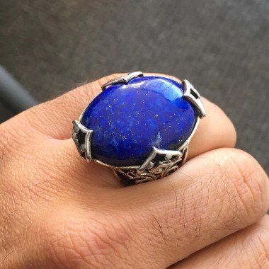 925 Sterling Silber Herren Ring Lapis Lazuli Einzigartige Handgemachte