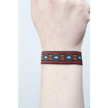 Bettelarmband mit Türkis & Ethno Azteken Türkis Orange Rot Schwarz Armband/Fußkette