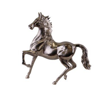 Deko-Metallfigur & Großes Silber Metall Pferd Ornament, 39cm Große Kunst