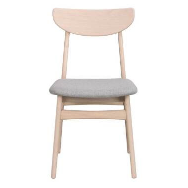 Eichen-Stuhl & Skandi Stühle in Hellgrau Stoff Holz White Wash (2er Set)