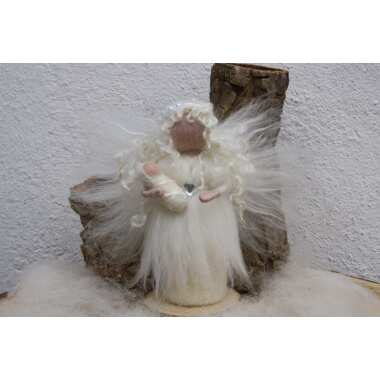 Grabfigur mit Engel & Schutzengel Mit Baby Filzengel Auf Holzscheibe Engelchen