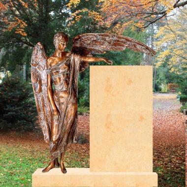Grabmal mit großer Bronze Engel Figur Clara