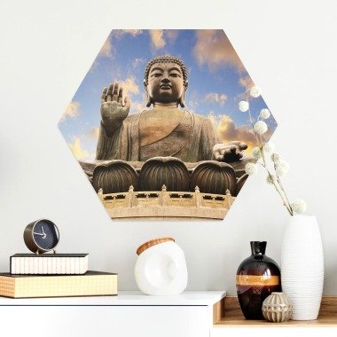 Hexagon-Alu-Dibond Bild Großer Buddha