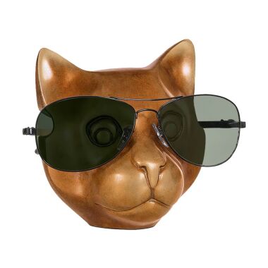 Katzenkopf aus limitierter Bronze als Brillenhalter