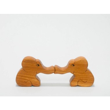 Kissing Elephants || Holz | Ulme Figur Deko Weihnachten Elephant Christmas
