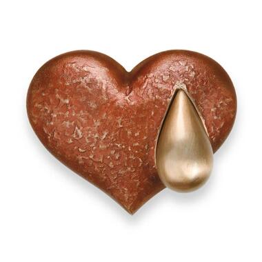 Kleines Herz mit herausnehmbarer Träne Bronze Tränendes Herz / 5x7cm (HxB) /