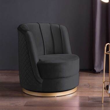 Lounge Sessel drehbar Samt in Schwarz und