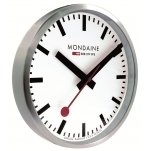Mondaine Wanduhr Quarz 25 cm Küchenuhr Silberfarben A990. CLOCK.16SBB