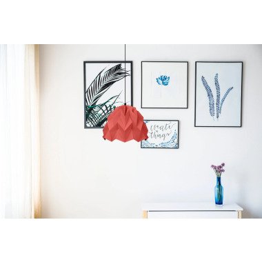 Origami Lampenschirm, Roter Mohnfarbe, Design, Hängelampe, Einzigartiges Dekor, 